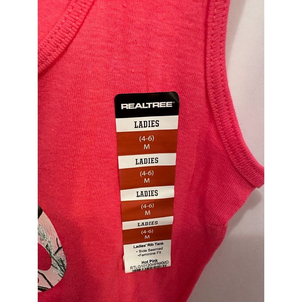 Realtree Women's Medium 4/6 HOT PINK Camo Rib Tank Top New with tags - Picture 5 of 5